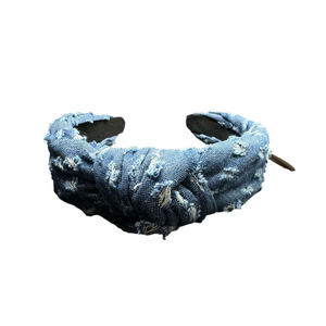 Western Distressed Denim Knot Headband - Dark Denim - NWT